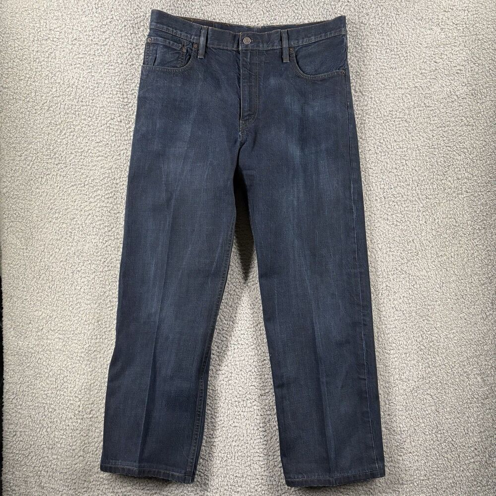 Levis Jeans Mens 36x34 (Fit 36x30) Blue 569 Loose Straight Dark Wash Denim